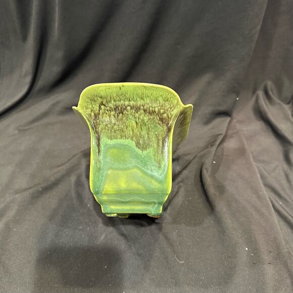 Vintage Drip Glaze Planter Rectangle Wide Rim 8x5" - Picture 2 of 15